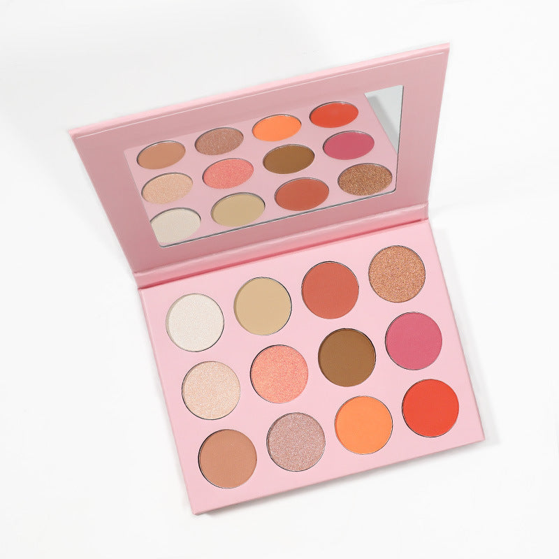 MetaCNBeauty Private Label Round Hole 12 Color Eye Shadow Palette In Pink Box 