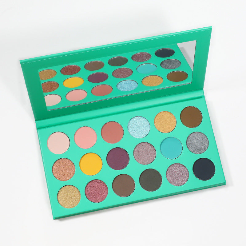 Private Label 18-Color Eye Shadow Palette With Round Holes In Green Box 