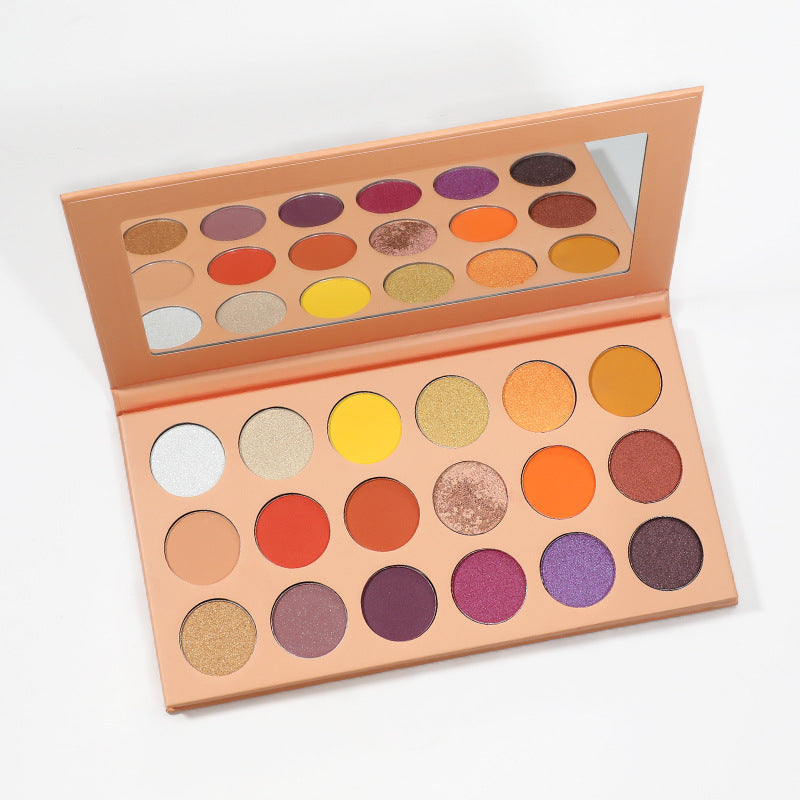 Private Label 18-Color Eye Shadow Palette With Round Holes In Orange Box 