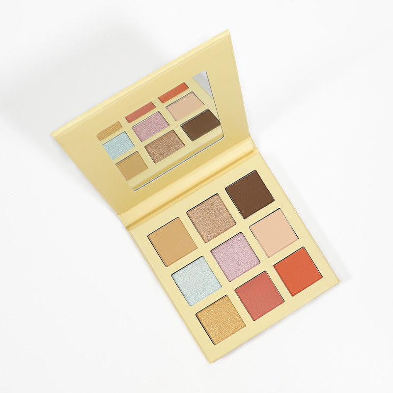 MetaCNBeauty Private Label 9-Color Eye Shadow Palette Light Yellow Box