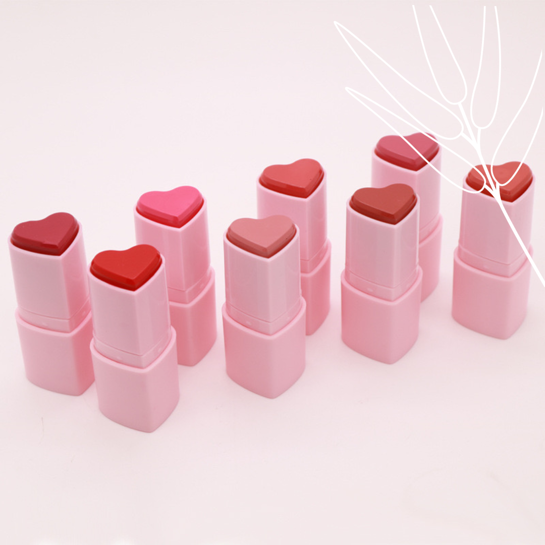 Private Label Natural Heart-Shaped Blush Stick - 8 Lovely Shades
