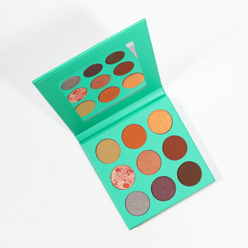 MetaCNBeauty Private Label Round Hole 9 Color Eye Shadow Palette In Green Box