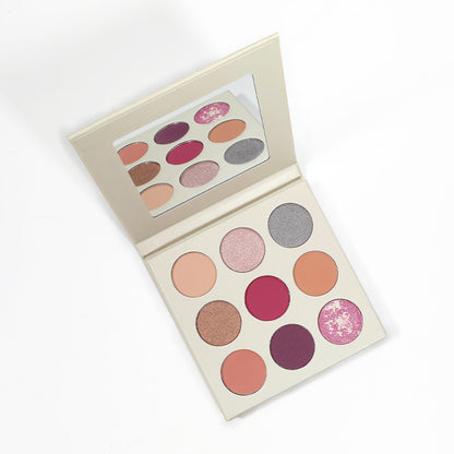 MetaCNBeauty Private Label Round Hole 9 Color Eye Shadow Palette In Beige Box