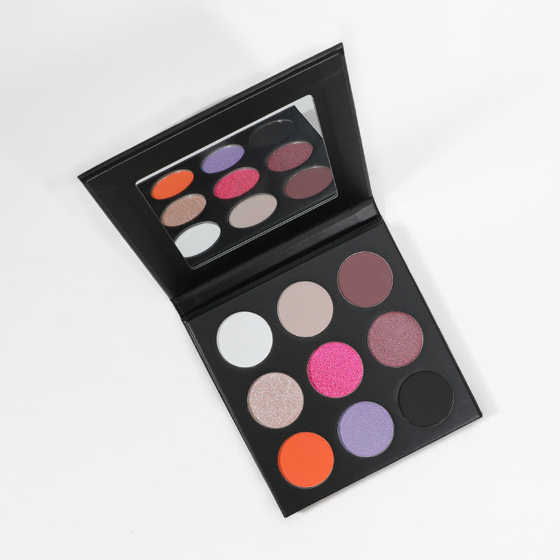 MetaCNBeauty Private Label Round Hole 9 Color Eye Shadow Palette In Black Box