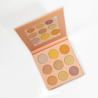 MetaCNBeauty Private Label Round Hole 9 Color Eye Shadow Palette In Orange Box