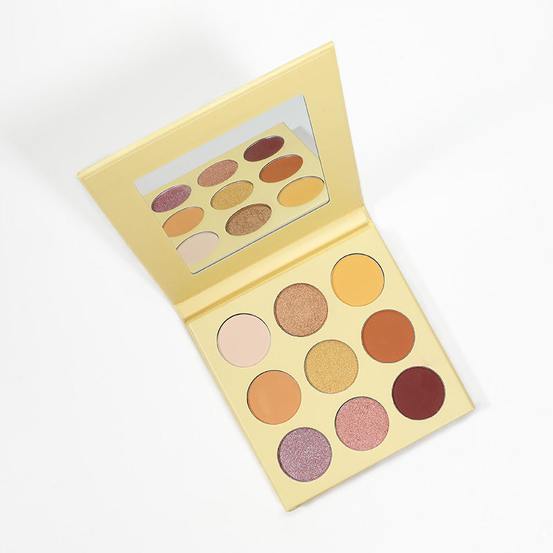 MetaCNBeauty Private Label Round Hole 9 Color Eye Shadow Palette In Light Yellow Box