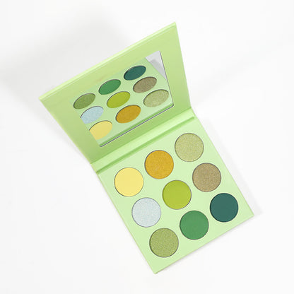 MetaCNBeauty Private Label Round Hole 9 Color Eye Shadow Palette In Light Green Box