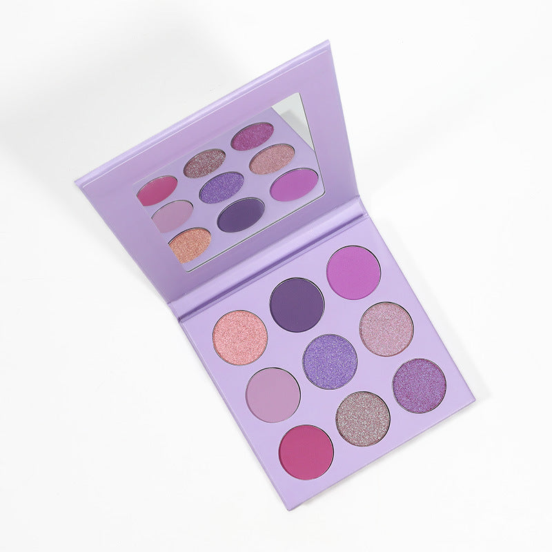 MetaCNBeauty Private Label Round Hole 9 Color Eye Shadow Palette In Light Purple Box