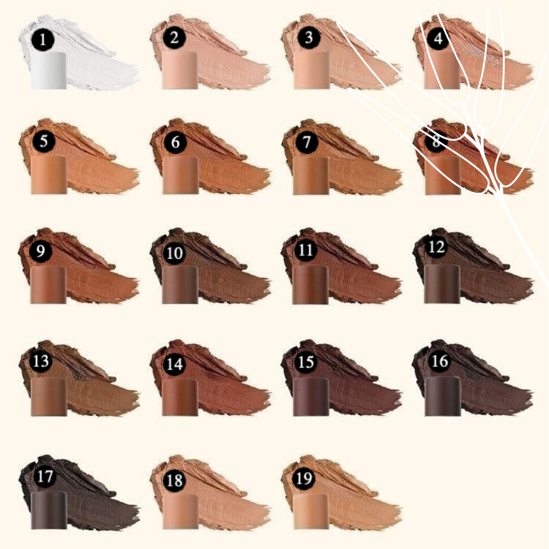 Private Label Natural Foundation Stick - Shades Chart