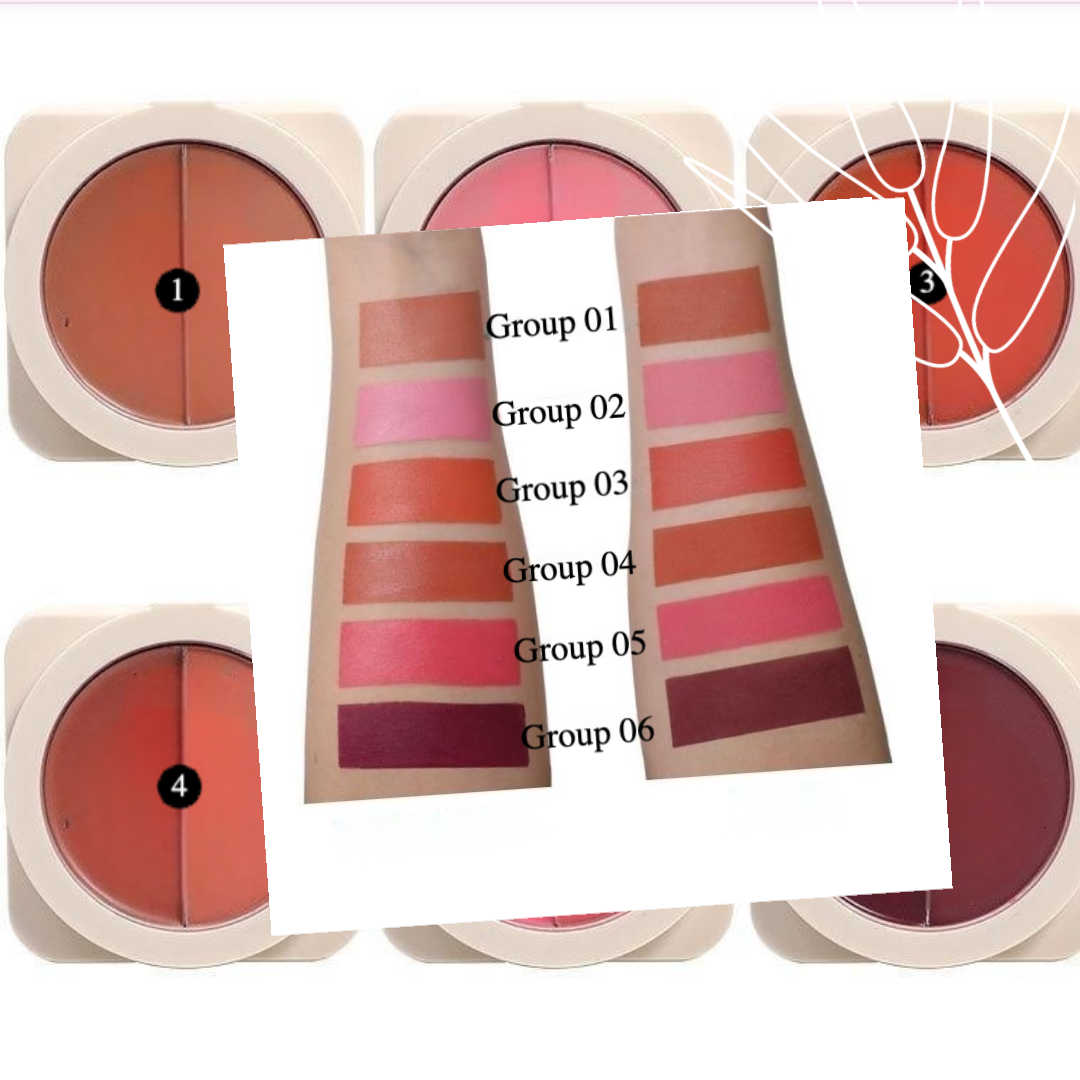 Private Label Natural 2-in-1 Cream & Powder Blush Shade Chart
