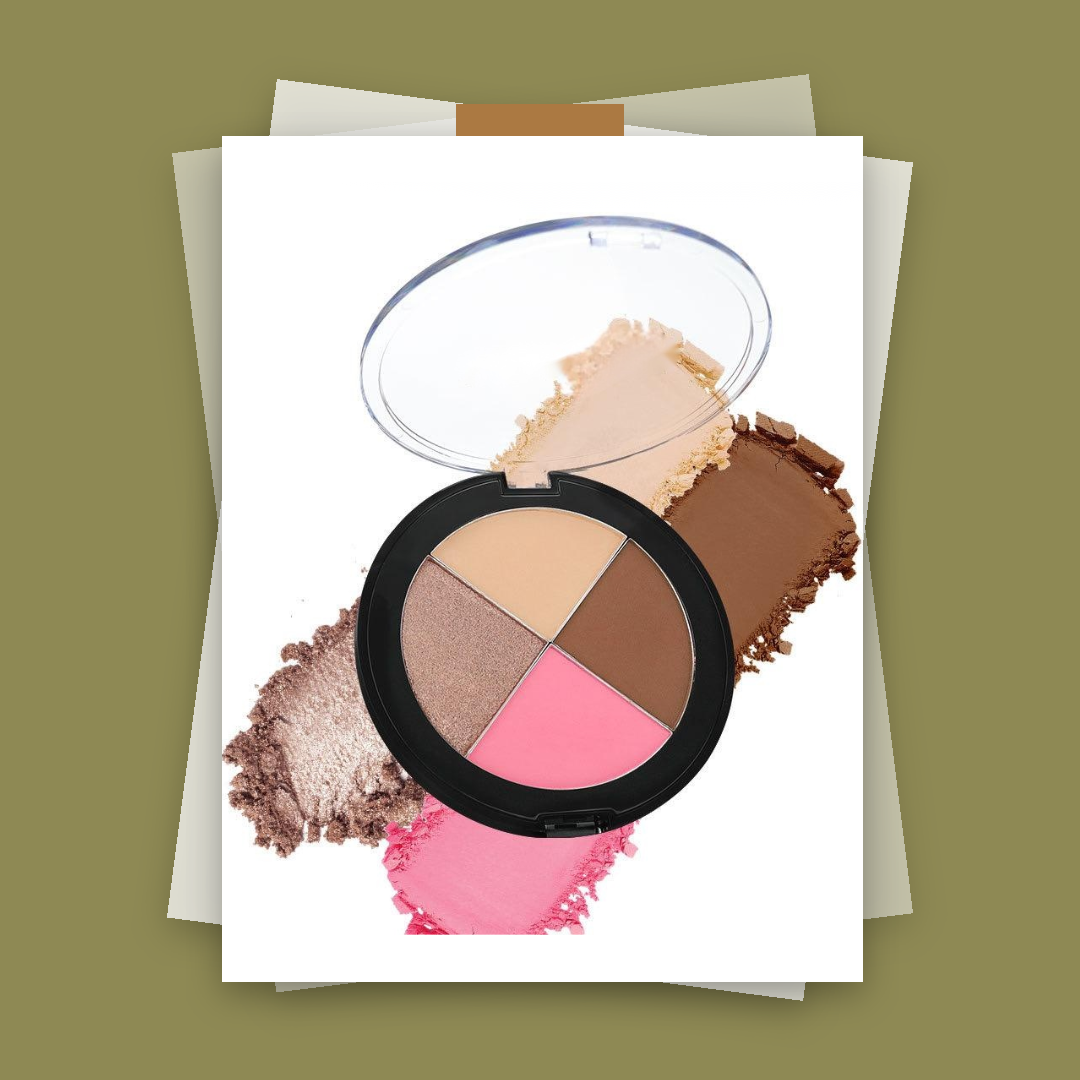 Private Label Organic Contour, Blush & Highlighter Palette 4 In 1