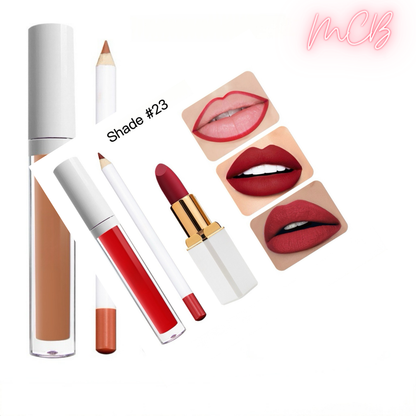 Private Label Natural  Matte Waterproof, non-transferable  lip liner , lip gloss and lipstick set  shade23