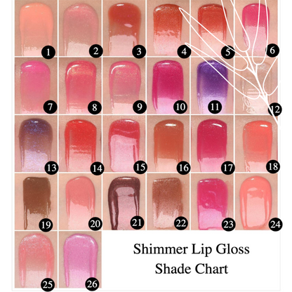 Private Label Natural Shimmer Mirror-Finish Liquid Lipstick – 65 Shades Shimmer Shade Chart