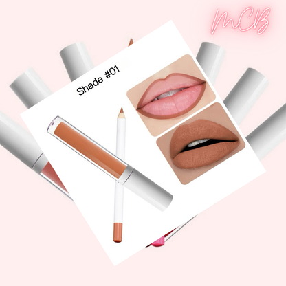 Private Label Natural Waterproof, non-transferable  lip liner and lip gloss set shade 01