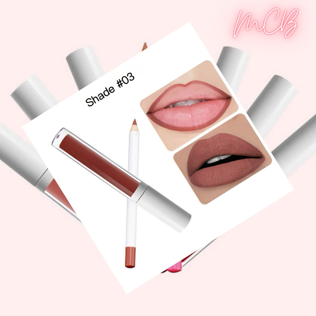 Private Label Natural Waterproof, non-transferable  lip liner and lip gloss set shade 03