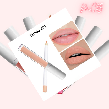 Private Label Natural Waterproof, non-transferable  lip liner and lip gloss set shade 13