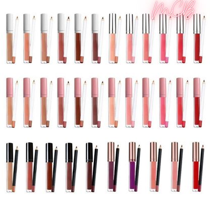 Private Label Natural Waterproof, non-transferable  lip liner and lip gloss set shade chart