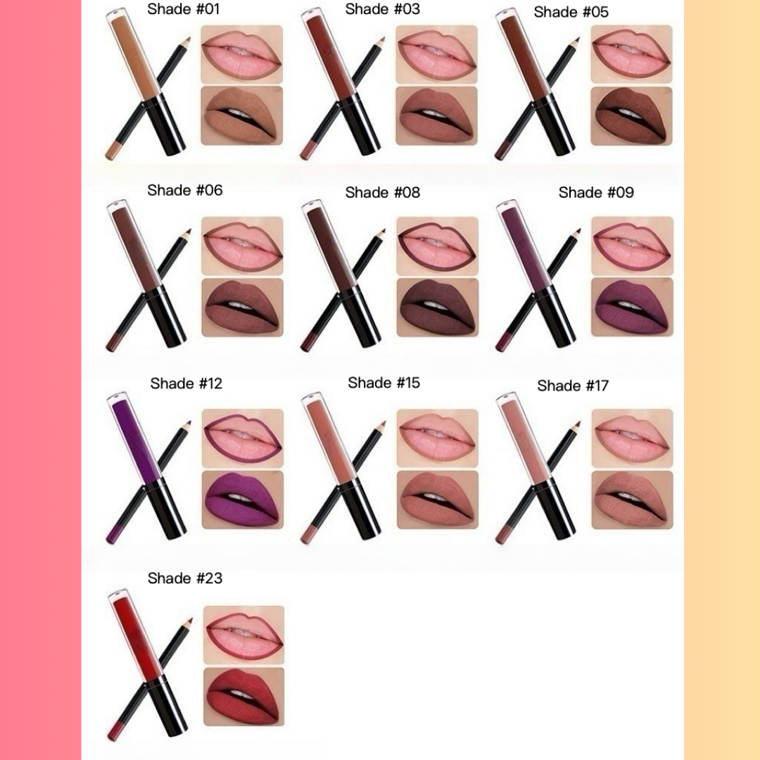 Private Label Natural Waterproof, non-transferable  lip liner and lip gloss set shade chart1