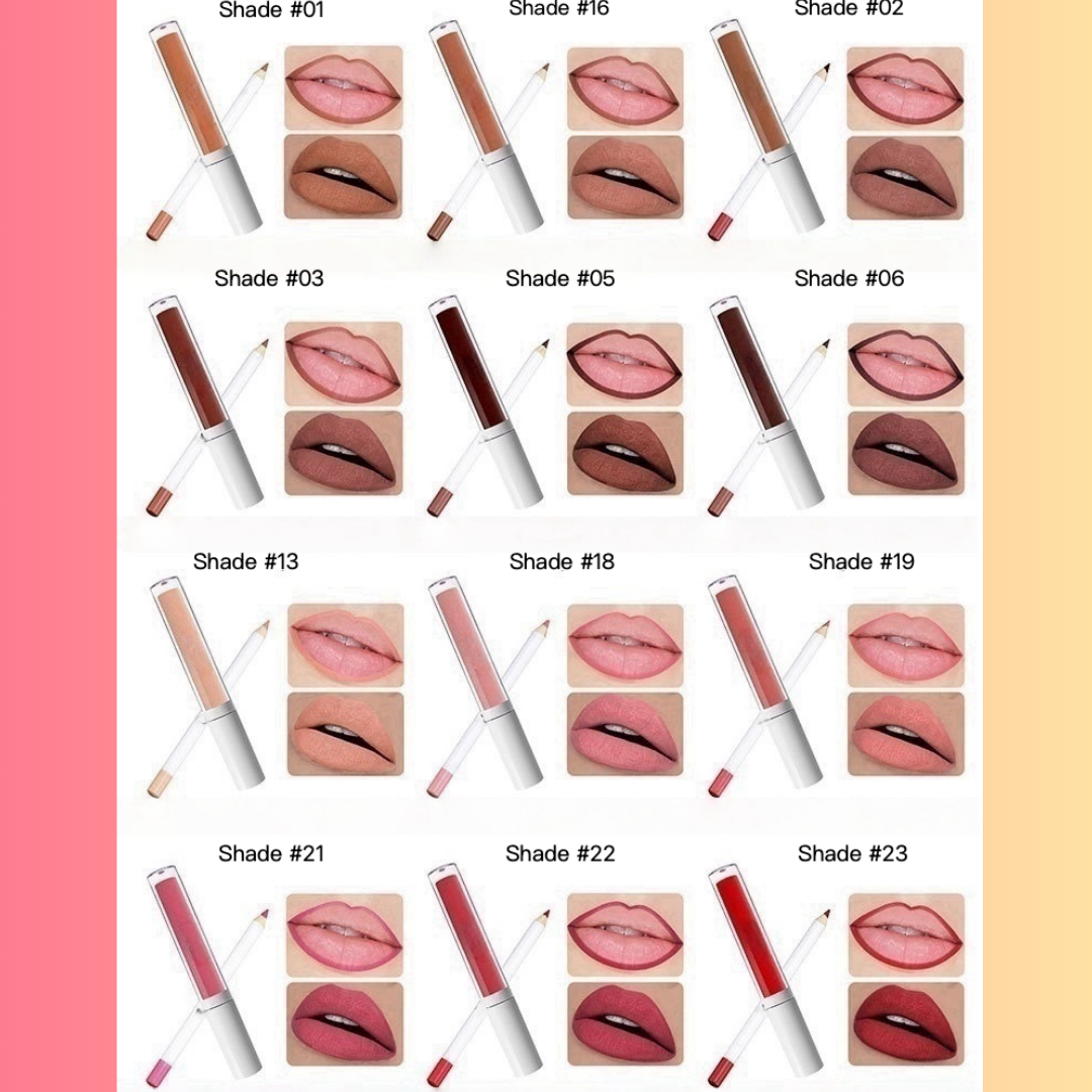 Private Label Natural Waterproof, non-transferable  lip liner and lip gloss set shade chart2