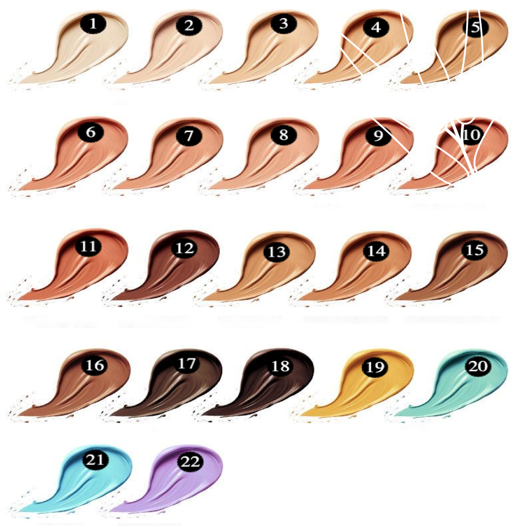 Private Label Nature Liquid Concealer - 22 Shades Chart