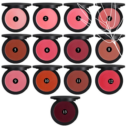 Private Label Vegan Multi-Purpose Long Last Pigmented Cream Blush Shade Chart
