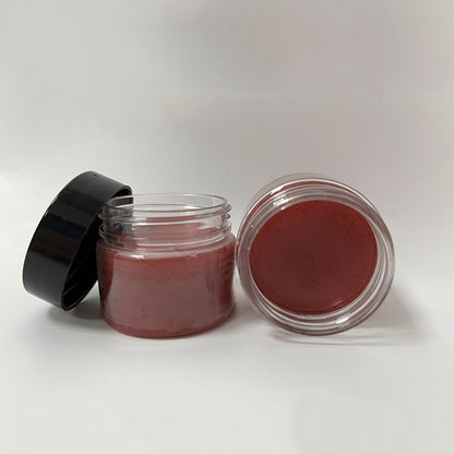 Private label exfoliate and lighten lip lines lip scrub- chocolate flavor- rose red in color
