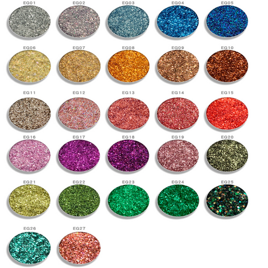 Color Board of Private label glitter eyeshadow