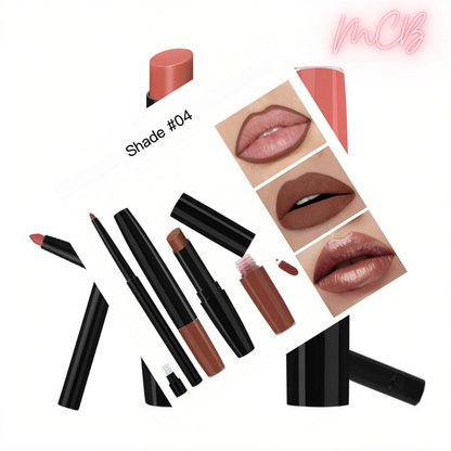 Private Label Natural Lip Liner, Lip Gloss & Matte Lipstick Set shade04