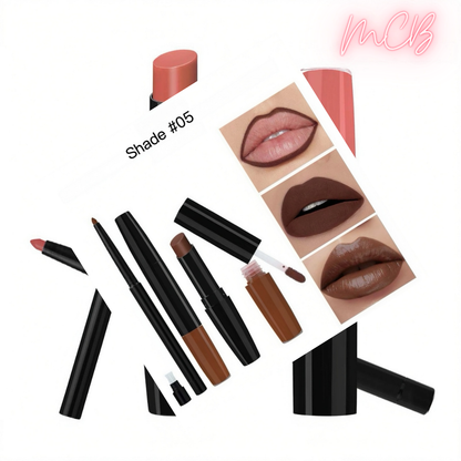 Private Label Natural Lip Liner, Lip Gloss & Matte Lipstick Set shade05