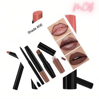 Private Label Natural Lip Liner, Lip Gloss & Matte Lipstick Set shade06