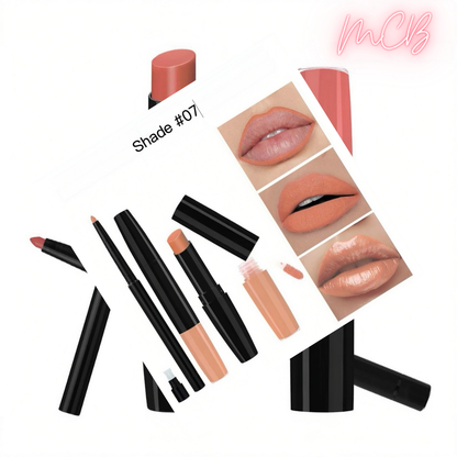 Private Label Natural Lip Liner, Lip Gloss & Matte Lipstick Set shade07