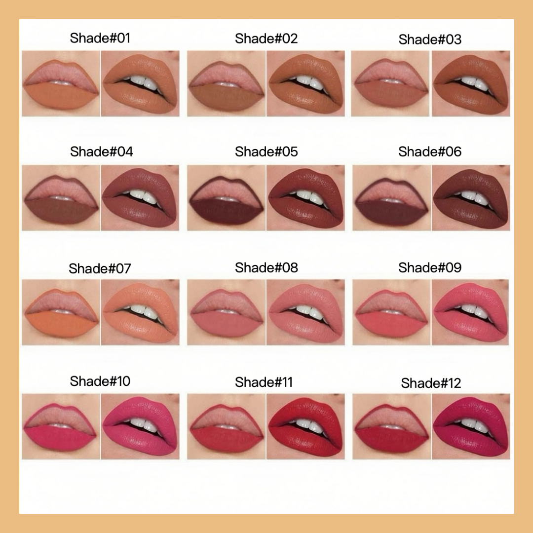 XHOQ0718 Private Label Natural Lip Liner & Moisturizing Lipstick Set shade chart