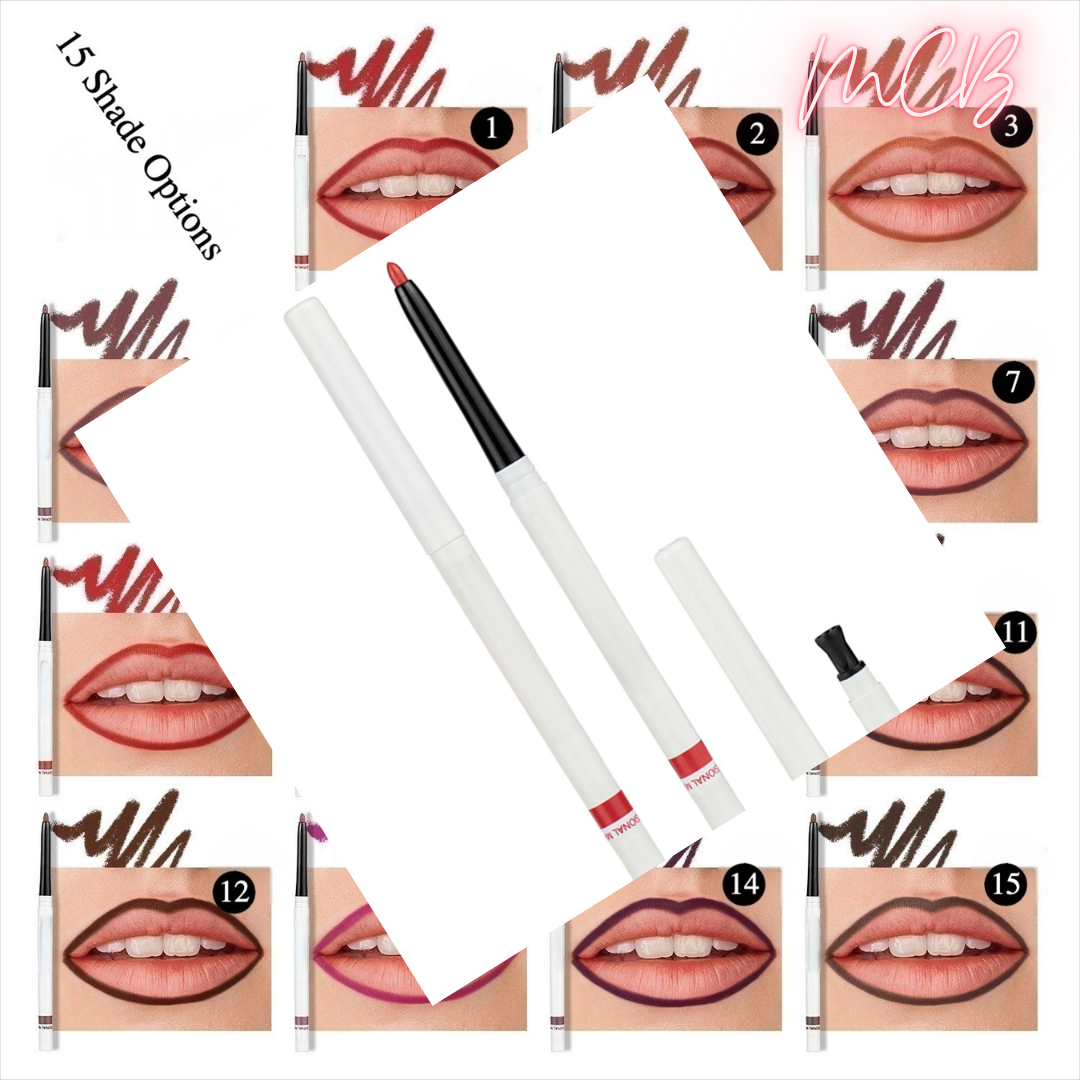 Private Label Natural Ingredient Lip Liner | 15 Shades, Vitamin-Infused, Jojoba Oil – OEM/ODM White Tube