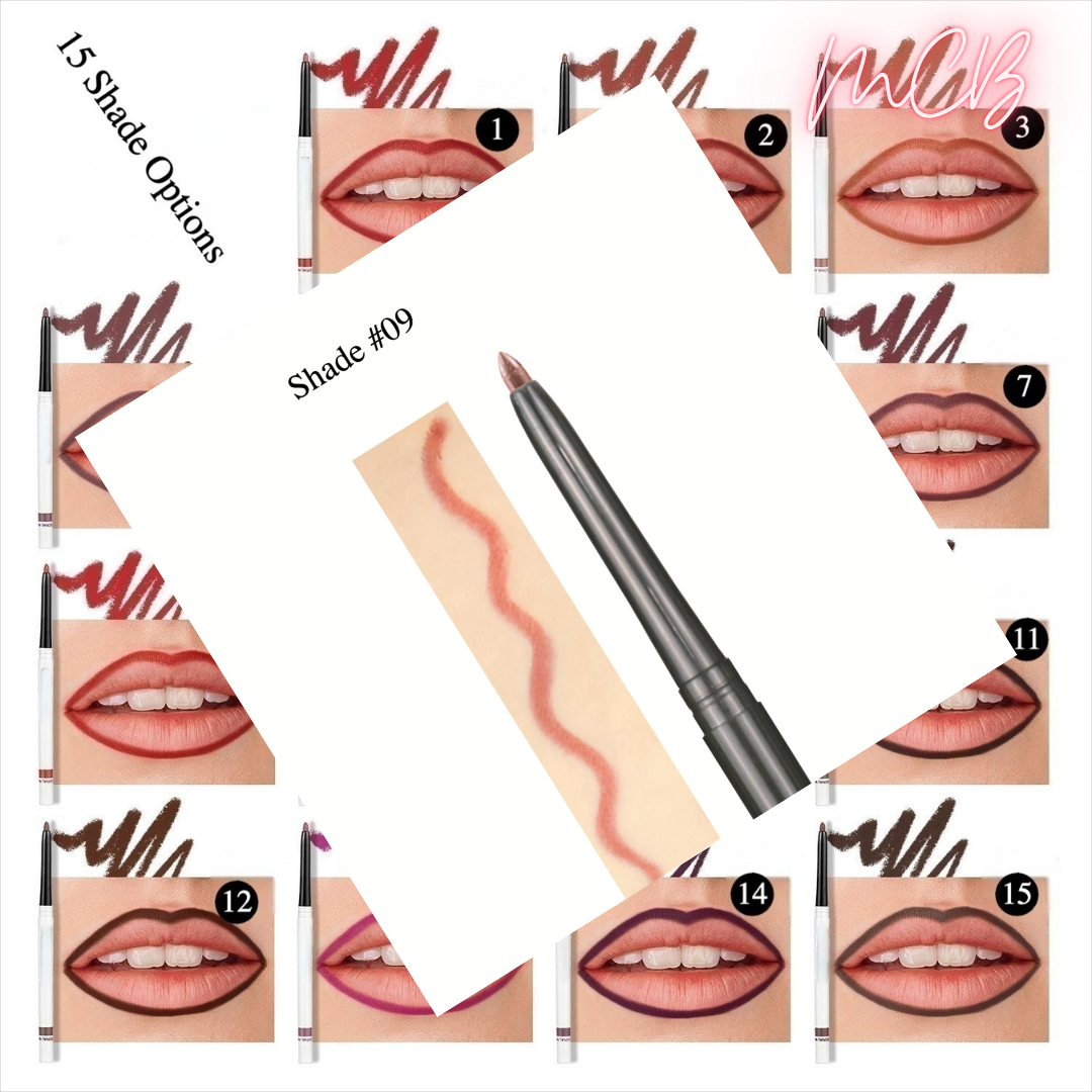 Private Label Natural Ingredient Lip Liner | 15 Shades, Vitamin-Infused, Jojoba Oil – OEM/ODM White Tube -Shade 09