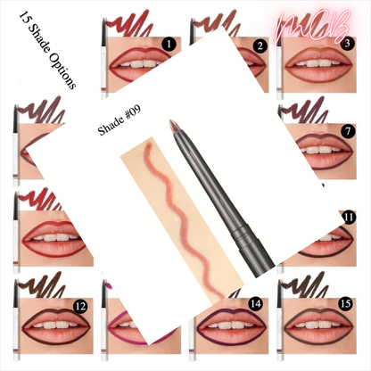 Private Label Natural Ingredient Lip Liner | 15 Shades, Vitamin-Infused, Jojoba Oil – OEM/ODM White Tube -Shade 09