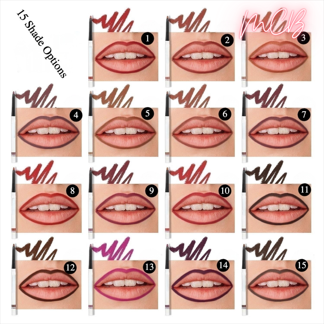 Private Label Natural Ingredient Lip Liner | 15 Shades, Vitamin-Infused, Jojoba Oil – OEM/ODM White Tube Shade Options 