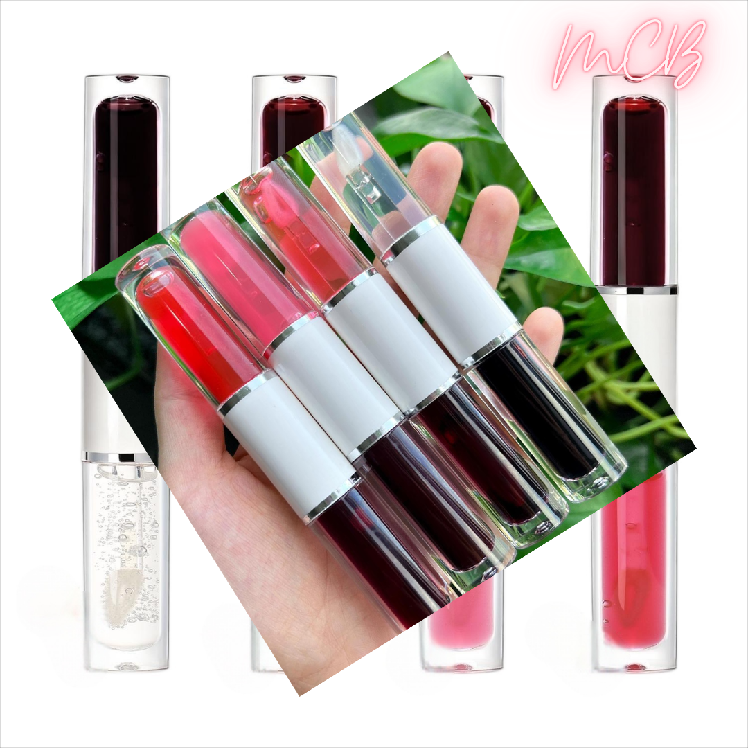 Private Label Natural Double-ended 2-in-1 Peel-off Lip Gloss & Lip Oil