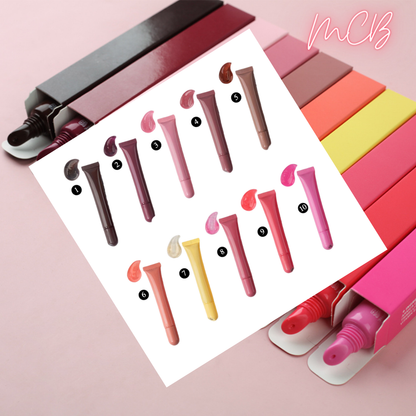 Private Label Natural 10-Color Peptide Tinted Lip Balm Shade Chart 