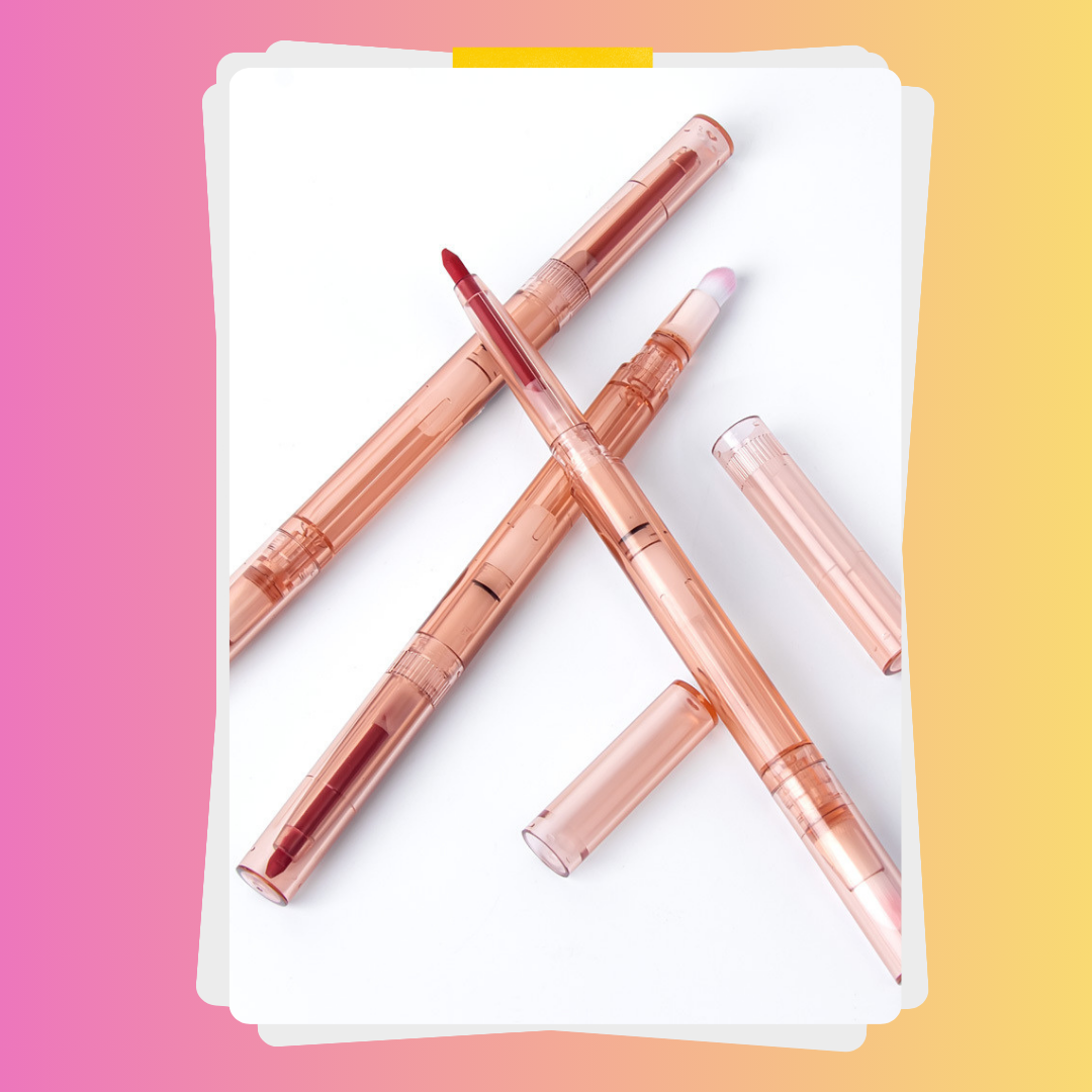 Private Label Double-Ended Rotating Lip Liner with Blending Brush