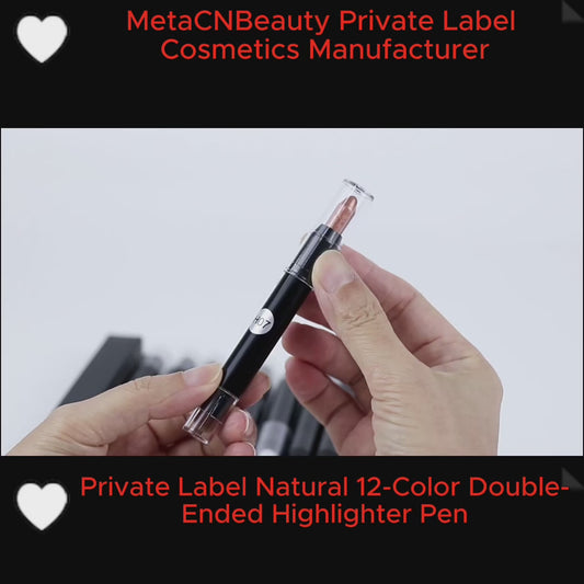 Private Label Natural 12-Color Dual-Ended Highlighter Pen 