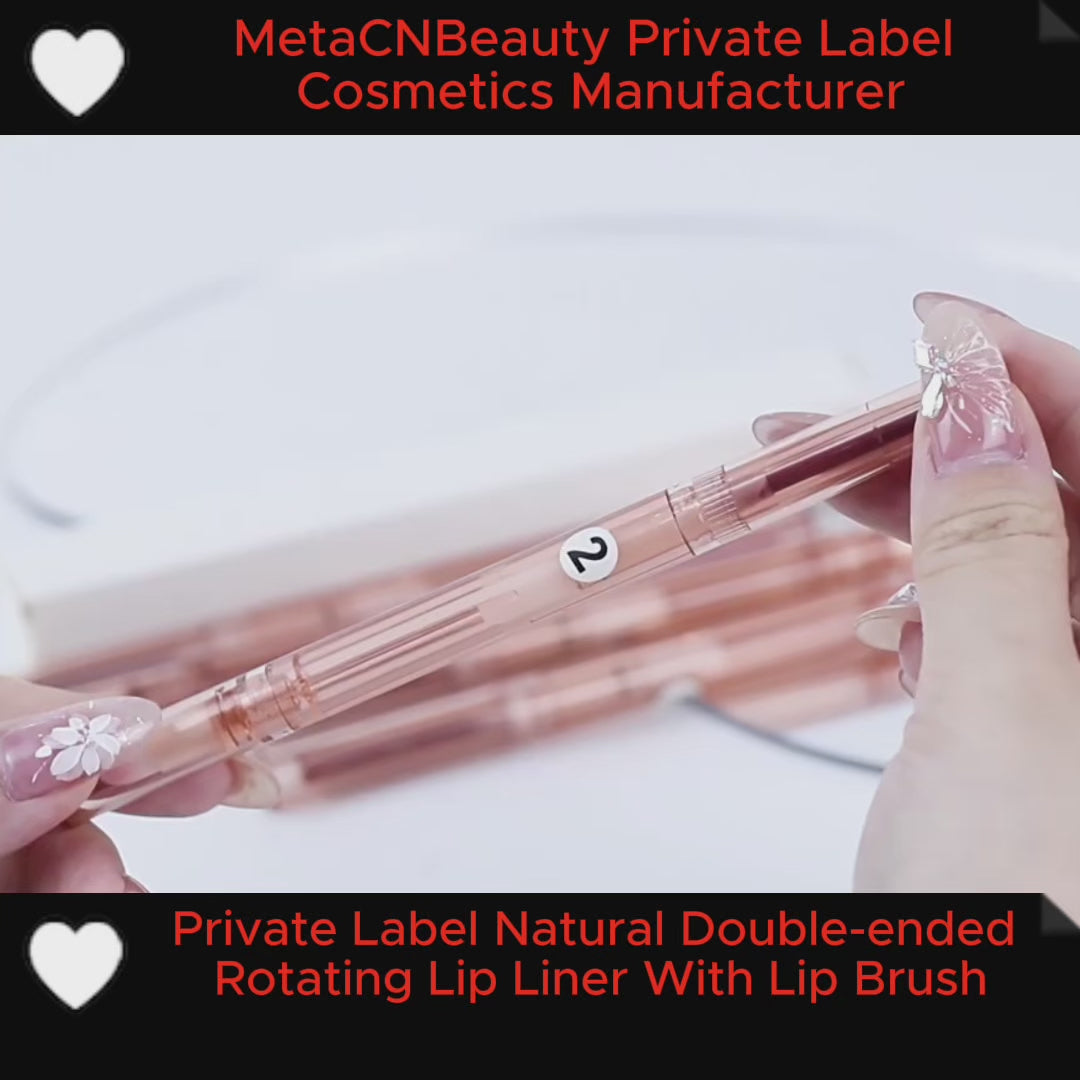 Private Label Double-Ended Rotating Lip Liner with Blending Brush