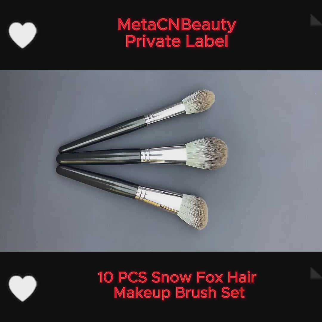 Private Label 10 PCS Snow Fox Hair Makeup Brush Set