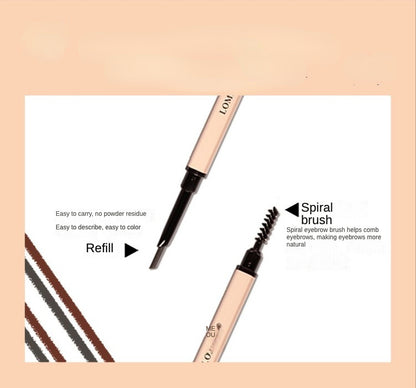 Triangular automatic double-headed waterproof and sweat-proof eyebrow pencil