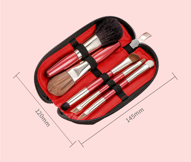 Dual-Ended Portable Fine Peaks Goat Hair Makeup Brush Set