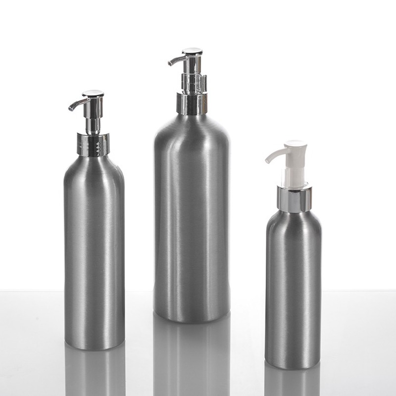 Aluminium Cosmetic Oil Bottle With Silver Oil Pump