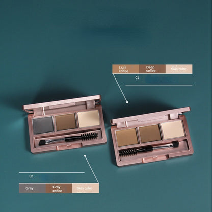 Waterproof and sweat proof highlight shadow side shadow is easy to last and not easy to decolorize tricolor eyebrow powder