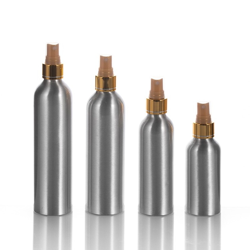 Aluminium Cosmetic Oil Bottle With Silver Oil Pump