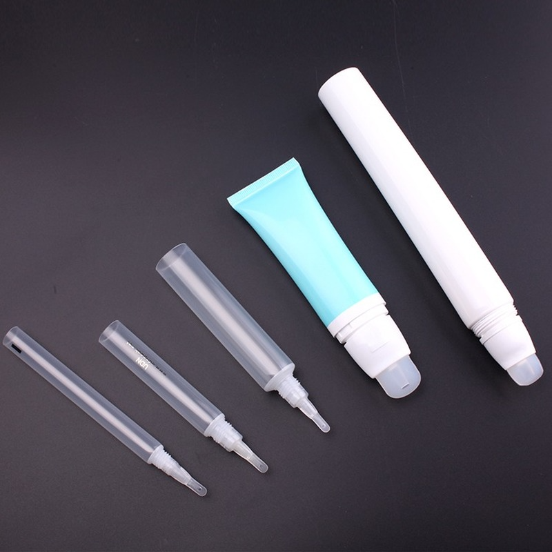 customized plastic tube with brush applicator, transparent silicone brush tube
