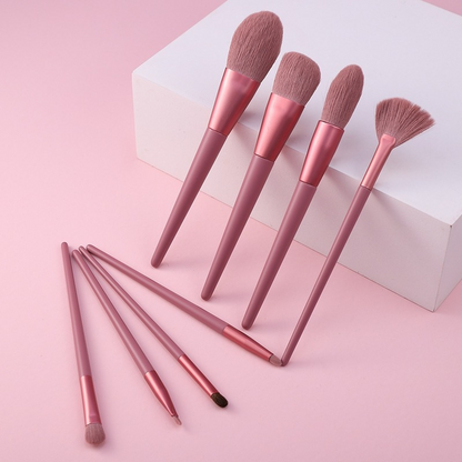 Set of eight makeup brushes